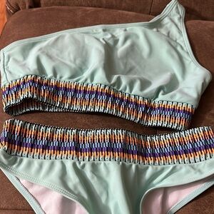 Mint green two piece bathing suit